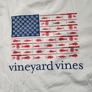 Vineyard Vines - white w/flag, Boys L, shortsleeve